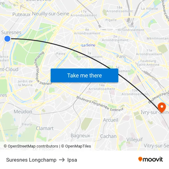 Suresnes Longchamp to Ipsa map