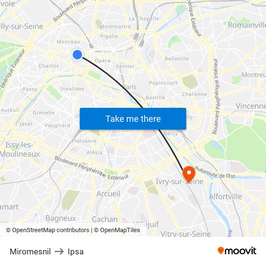 Miromesnil to Ipsa map