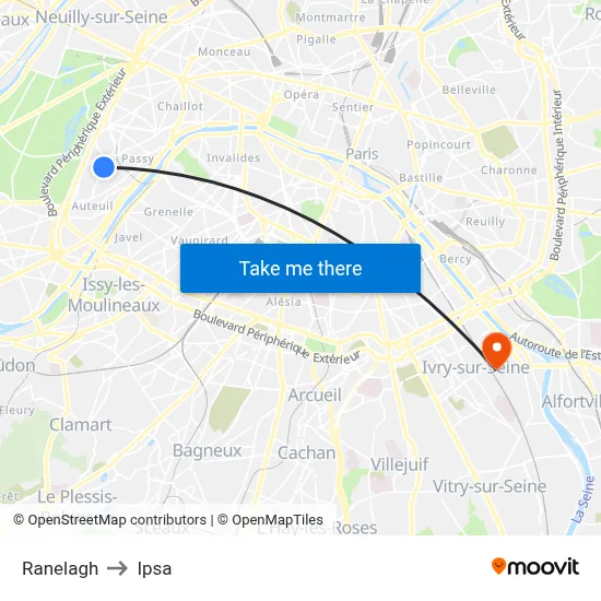 Ranelagh to Ipsa map