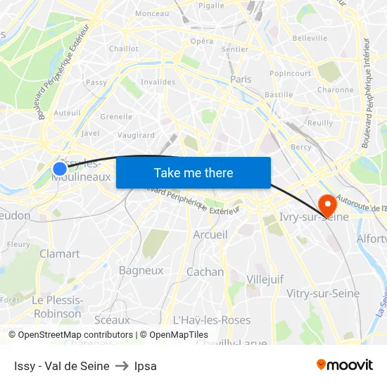 Issy - Val de Seine to Ipsa map