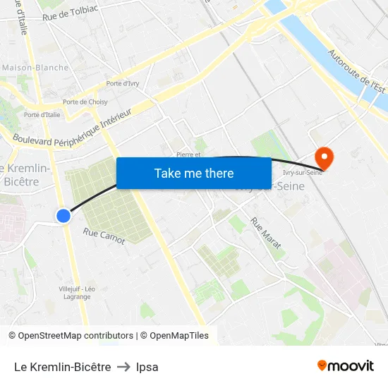 Le Kremlin-Bicêtre to Ipsa map