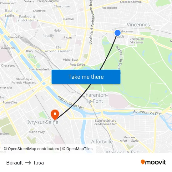 Bérault to Ipsa map