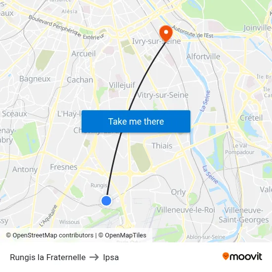Rungis la Fraternelle to Ipsa map