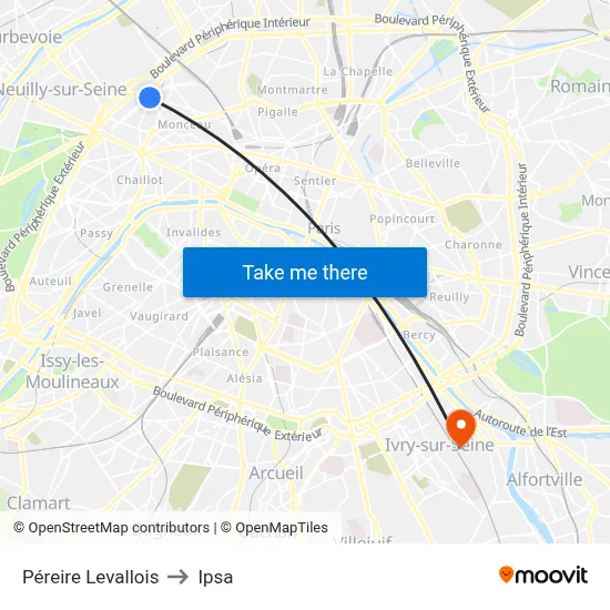 Péreire Levallois to Ipsa map