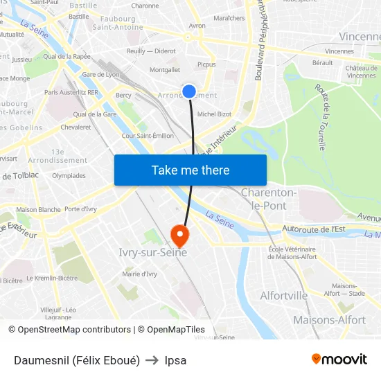 Daumesnil (Félix Eboué) to Ipsa map