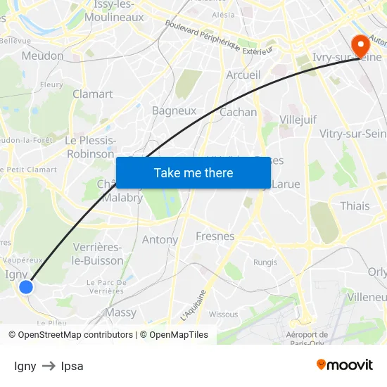 Igny to Ipsa map
