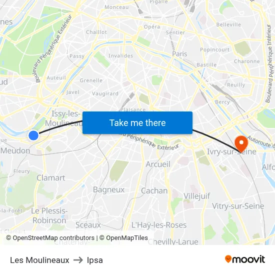Les Moulineaux to Ipsa map