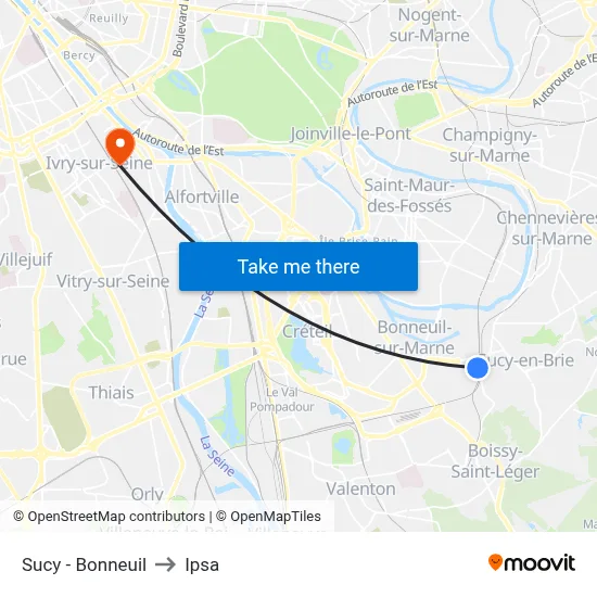 Sucy - Bonneuil to Ipsa map