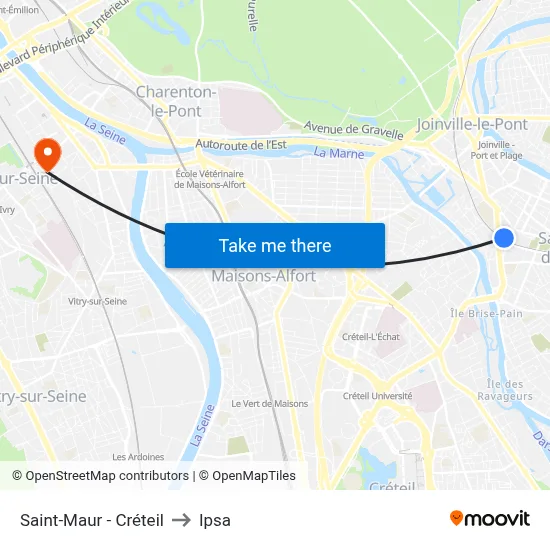 Saint-Maur - Créteil to Ipsa map