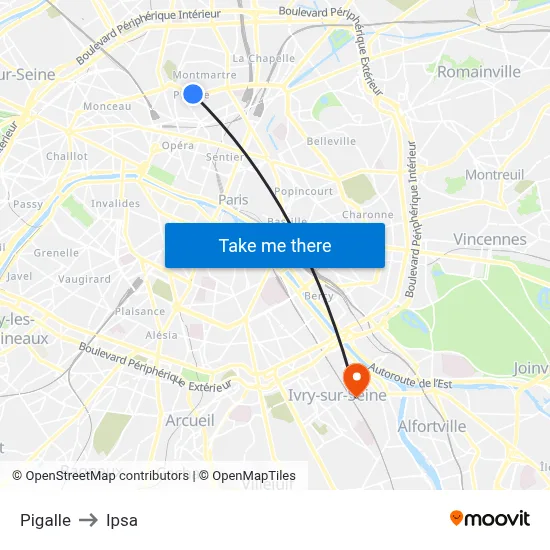 Pigalle to Ipsa map