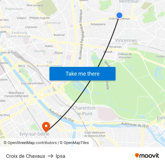 Croix de Chavaux to Ipsa map