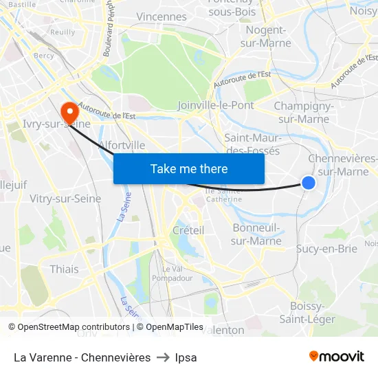 La Varenne - Chennevières to Ipsa map