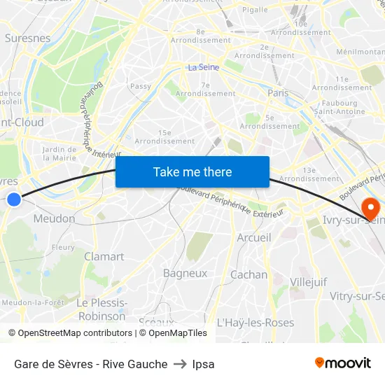 Gare de Sèvres - Rive Gauche to Ipsa map