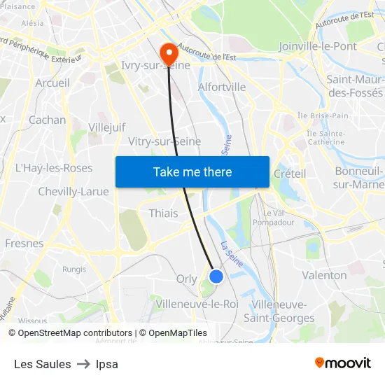 Les Saules to Ipsa map