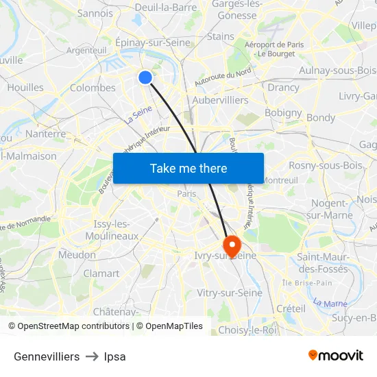 Gennevilliers to Ipsa map