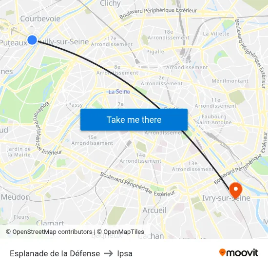 Esplanade de la Défense to Ipsa map