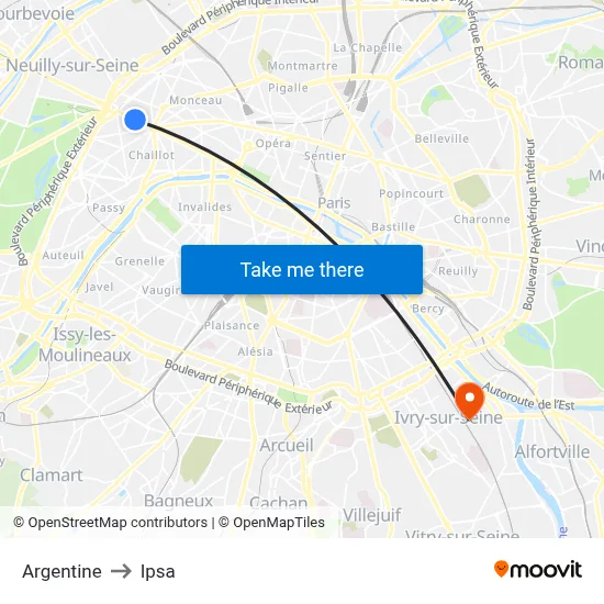 Argentine to Ipsa map