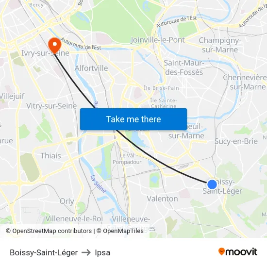 Boissy-Saint-Léger to Ipsa map