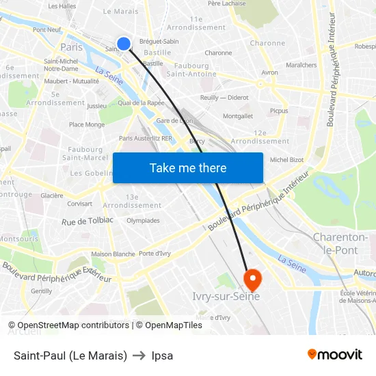 Saint-Paul (Le Marais) to Ipsa map