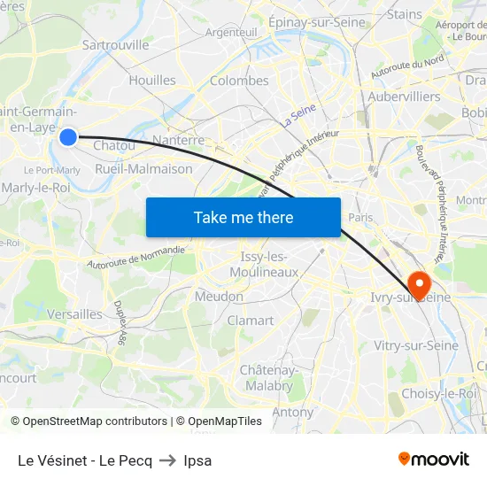 Le Vésinet - Le Pecq to Ipsa map