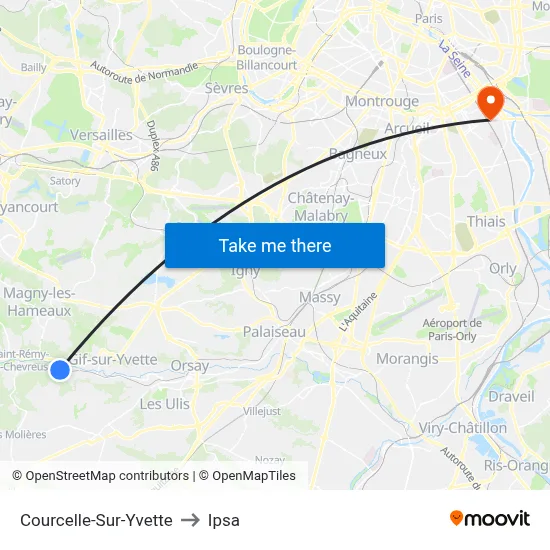 Courcelle-Sur-Yvette to Ipsa map