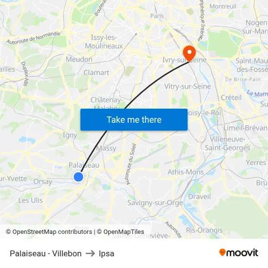 Palaiseau - Villebon to Ipsa map