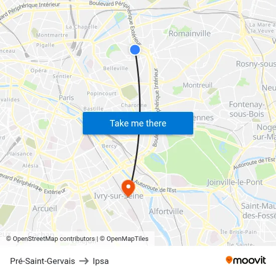 Pré-Saint-Gervais to Ipsa map
