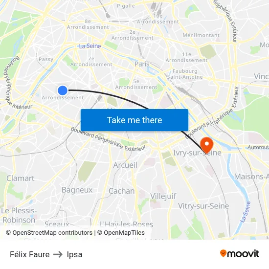 Félix Faure to Ipsa map
