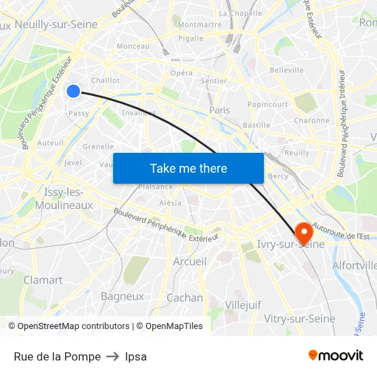 Rue de la Pompe to Ipsa map