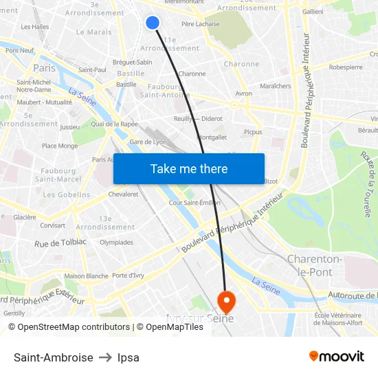Saint-Ambroise to Ipsa map