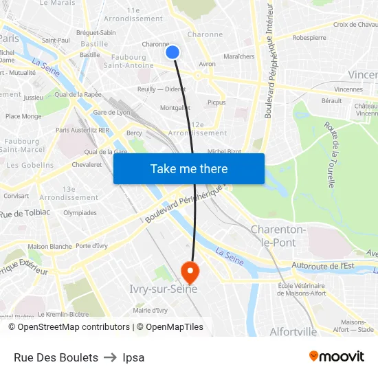 Rue Des Boulets to Ipsa map