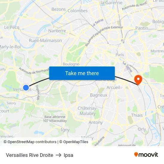 Versailles Rive Droite to Ipsa map