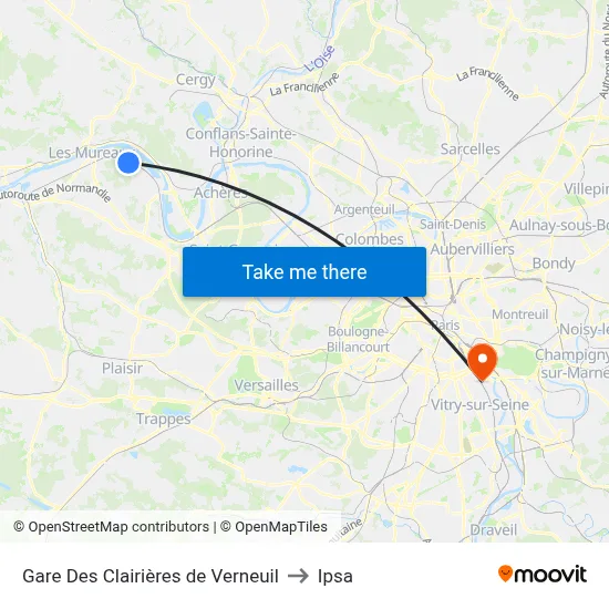 Gare Des Clairières de Verneuil to Ipsa map
