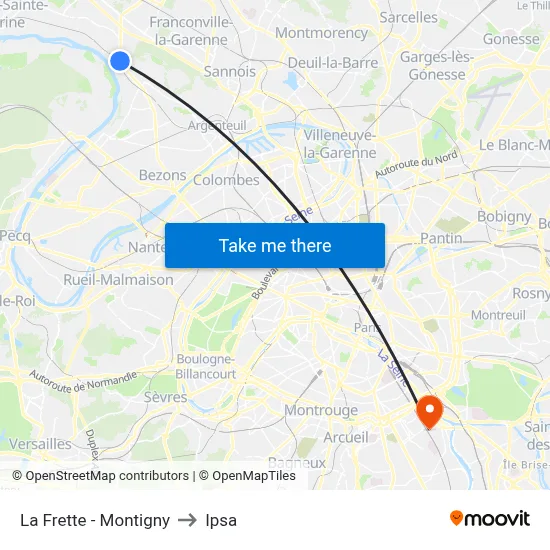La Frette - Montigny to Ipsa map