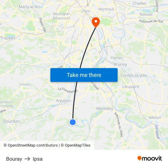 Bouray to Ipsa map