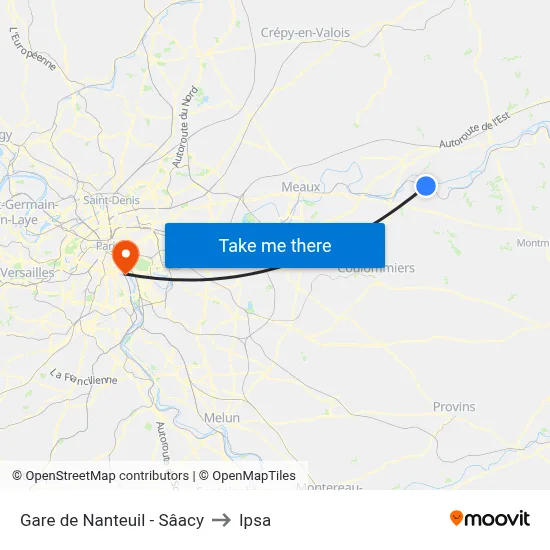 Gare de Nanteuil - Sâacy to Ipsa map