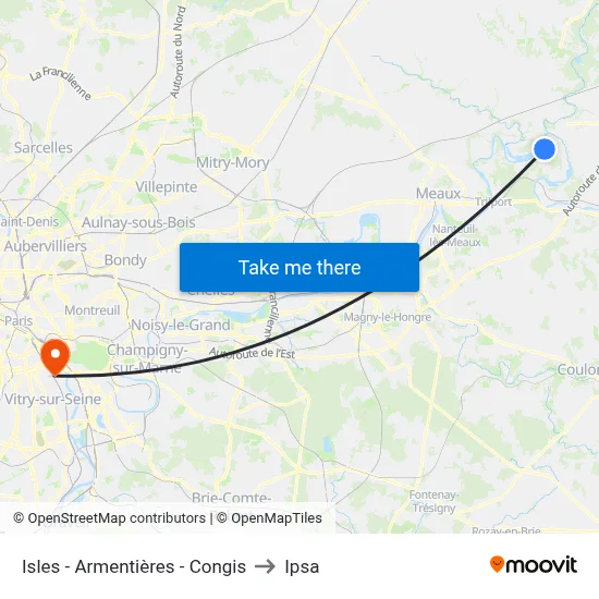 Isles - Armentières - Congis to Ipsa map