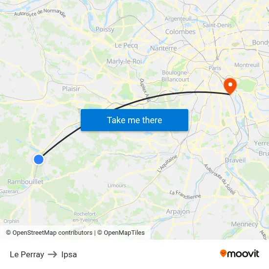 Le Perray to Ipsa map