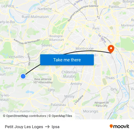 Petit Jouy Les Loges to Ipsa map