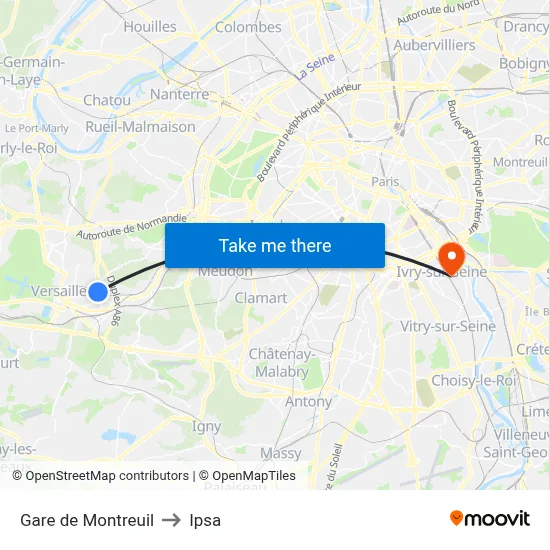 Gare de Montreuil to Ipsa map
