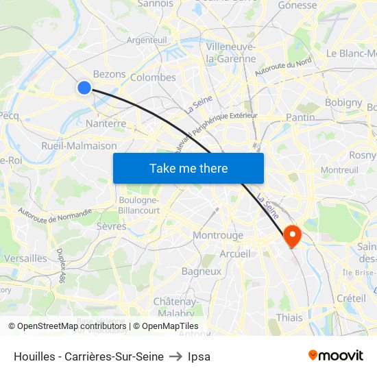 Houilles - Carrières-Sur-Seine to Ipsa map