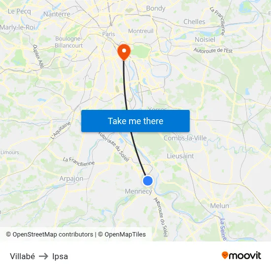 Villabé to Ipsa map
