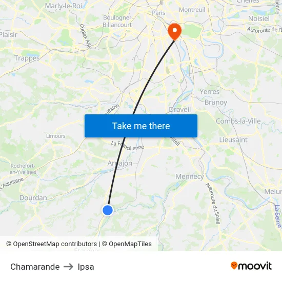 Chamarande to Ipsa map