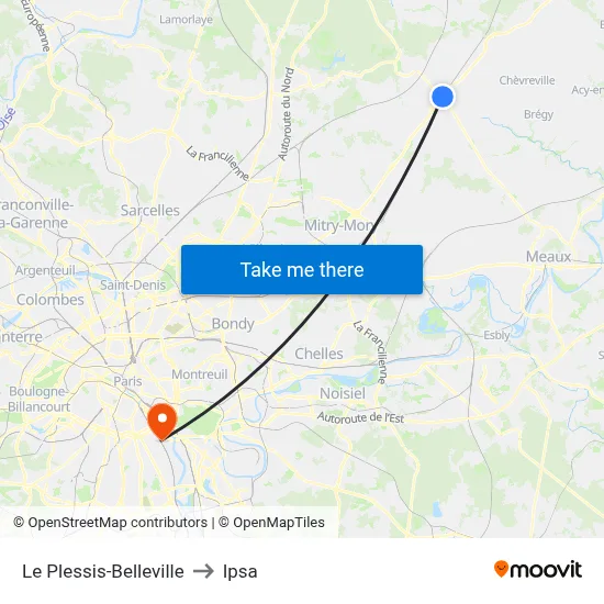 Le Plessis-Belleville to Ipsa map