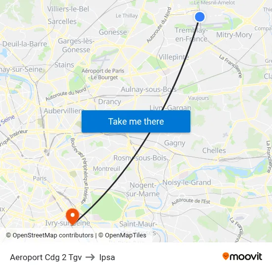 Aeroport Cdg 2 Tgv to Ipsa map