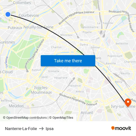Nanterre-La-Folie to Ipsa map