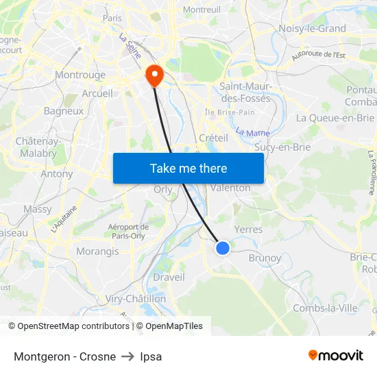 Montgeron - Crosne to Ipsa map