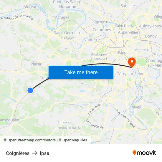 Coignières to Ipsa map