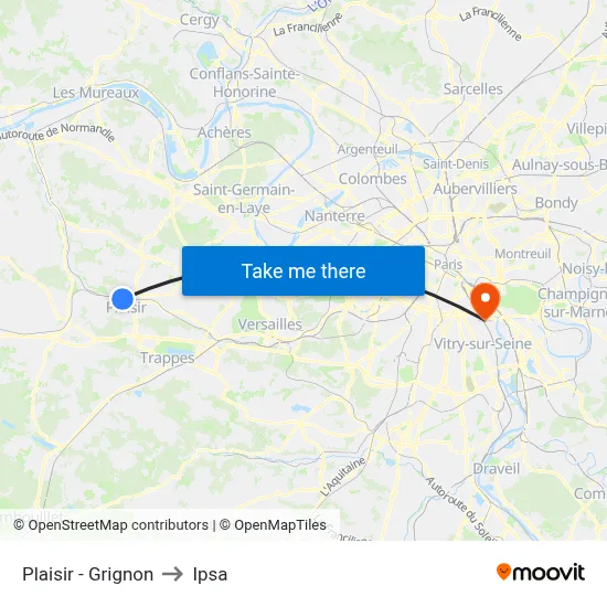 Plaisir - Grignon to Ipsa map