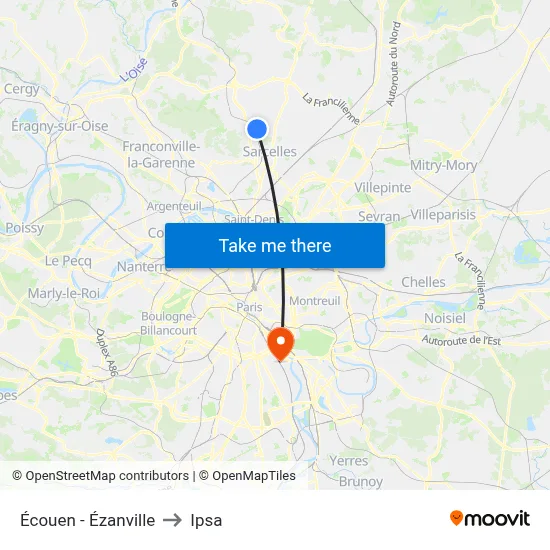 Écouen - Ézanville to Ipsa map